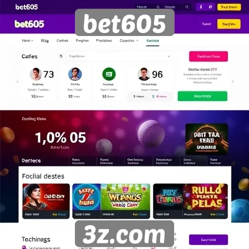 Análise da interface do site de jogos bet605